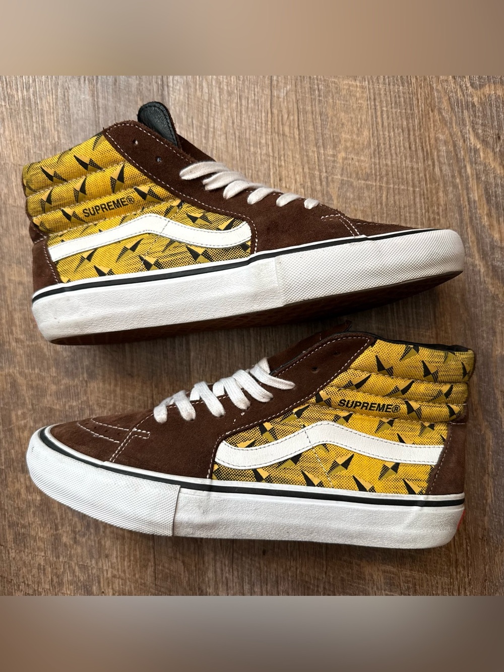 Supreme x Vans Sk8-Hi Pro Diamond Plate Brown Yellow Men’s Size 9 Sneakers Shoes